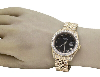 Pre-owned Hip Hop Rose Stainless Steel Ii Style 41mm Automatic Simulated Diamond Watch