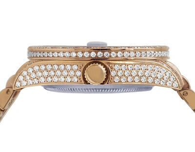 Pre-owned Hip Hop Rose Stainless Steel Ii Style 41mm Automatic Simulated Diamond Watch