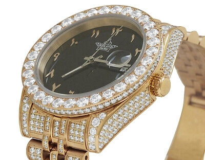 Pre-owned Hip Hop Rose Stainless Steel Ii Style 41mm Automatic Simulated Diamond Watch