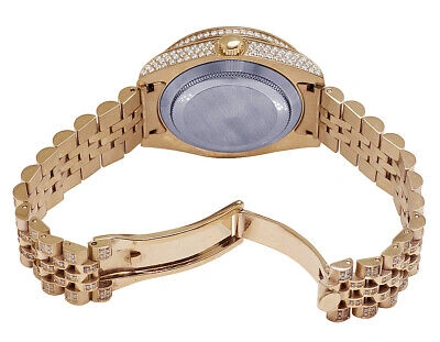 Pre-owned Hip Hop Rose Stainless Steel Ii Style 41mm Automatic Simulated Diamond Watch