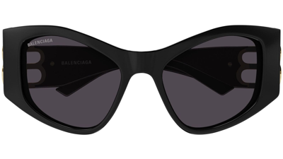 Pre-owned Balenciaga Cat Eye Sunglasses Bb0287s-001 Black Frame Grey Lenses In Gray