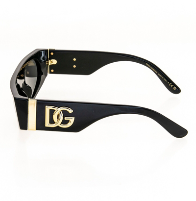 Pre-owned Dolce & Gabbana Crossed 4411 Black Geometric Logo Narrow Sunglass Dg4411 Unisex In Gray