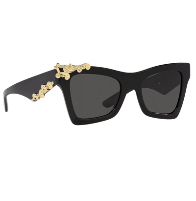 DOLCE & GABBANA Pre-owned Crossed Logo 4434 Black Baroque Sunglass Perry Fashion Dg4434 In Gray
