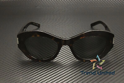 Pre-owned Saint Laurent Sl 639 002 Cat Eye Acetate Havana Grey 52 Mm Women's Sunglasses In Gray