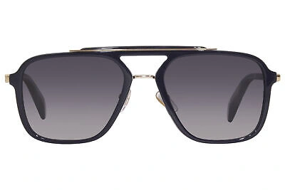 Pre-owned Chopard Sch291 821p Sunglasses Men's Navy-gold/grey Polarized Lenses Pilot 57mm In Gray