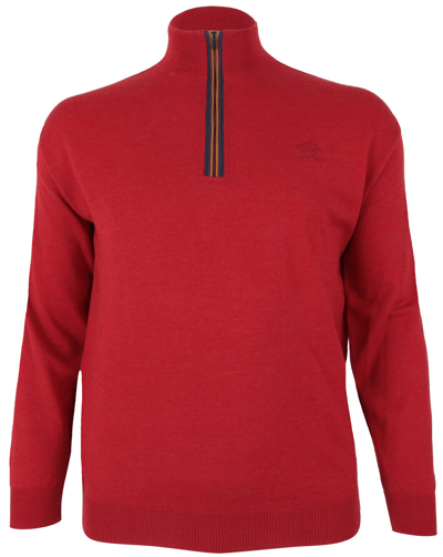 Pre-owned Paul & Shark Yachting Men's Sweater Jumper Pullover Troyer Size 3xl 100% Wool In Red