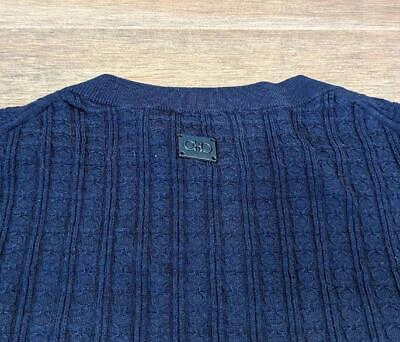 Pre-owned Ferragamo $1450 Mens Salvatore  Gancini Jacquard Wool Blend Sweater Navy Xl In Blue