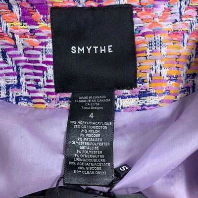 Pre-owned Smythe Cropped Db Jacket Women's Size 4 Violet Jacquard In Purple