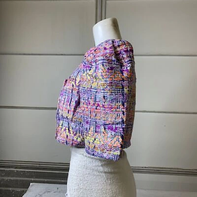 Pre-owned Smythe Cropped Db Jacket Women's Size 4 Violet Jacquard In Purple