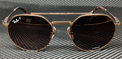 Pre-owned Ray Ban Rb8265 3140af Rose Gold Polarized Unisex 53 Mm Titanium Sunglasses In Purple