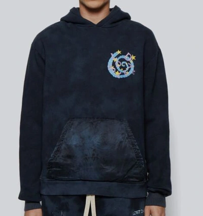 Pre-owned Lost Daze $750  Men's Black Cotton Spiral Graphic Pullover Hoodie Sweater Size M