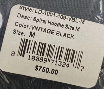 Pre-owned Lost Daze $750  Men's Black Cotton Spiral Graphic Pullover Hoodie Sweater Size M