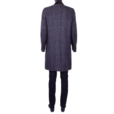 Pre-owned Dolce & Gabbana Virgin Wool Houndstooth Coat With Velvet Collar Brown Gray 07012