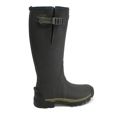 Pre-owned Hunter Womens Boots Balmoral Tall Side Casual Buckle Calf Length Rubber In Dark Olive