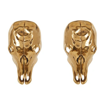 Shop Balmain Buffalo Head Earrings In Gold