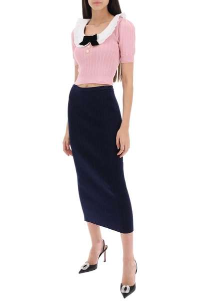 Shop Alessandra Rich Knitted Pencil Skirt