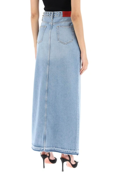 Shop Alessandra Rich Long Denim Skirt With Studs