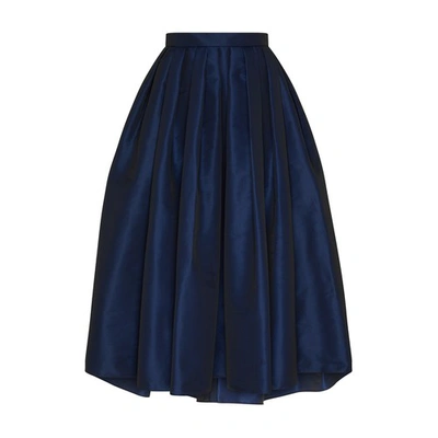 Shop Alexander Mcqueen Pleated Midi Skirt In Electric_navy
