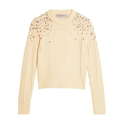 Shop Golden Goose Cropped Crewneck Sweater In Lamb_s_wool