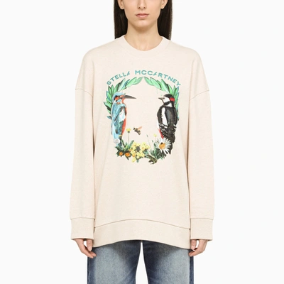 Shop Stella Mccartney Stella Mc Cartney Beige Sweatshirt With Embroidery