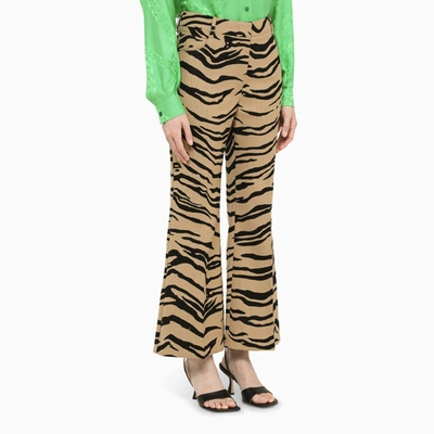 Shop Stella Mccartney Stella Mc Cartney Zebra Print Beige Trousers