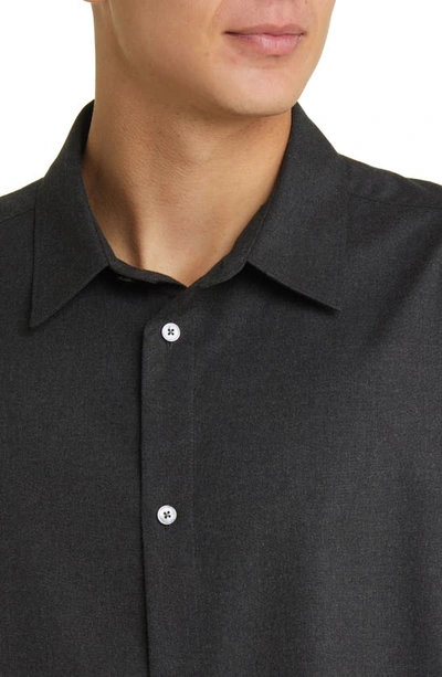 Shop Frame Brushed Flannel Button-up Shirt In Charcoal