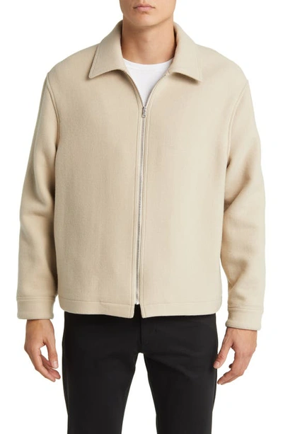 Shop Frame Wool Blend Flannel Jacket In Warm Khaki