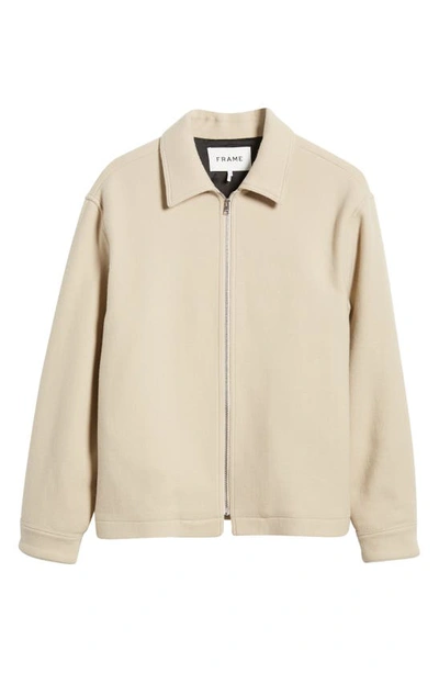 Shop Frame Wool Blend Flannel Jacket In Warm Khaki