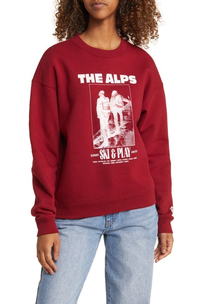 Shop Coney Island Picnic The Alps Fleece Graphic Sweatshirt In Rhubarb