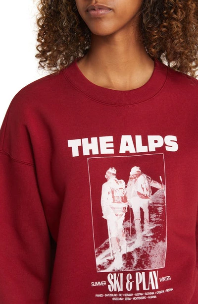 Shop Coney Island Picnic The Alps Fleece Graphic Sweatshirt In Rhubarb