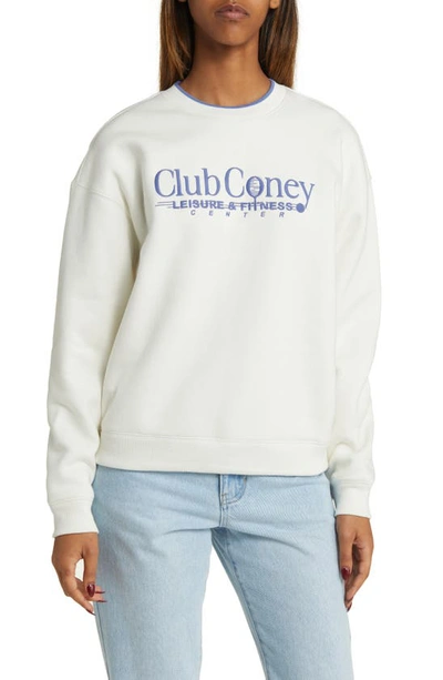 Shop Coney Island Picnic Club Coney Embroidered Graphic Sweatshirt In Coconut Milk