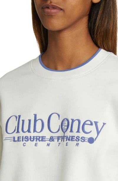 Shop Coney Island Picnic Club Coney Embroidered Graphic Sweatshirt In Coconut Milk
