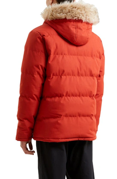 Shop French Connection Row Faux Fur Trim Water Repellent Down & Feather Fill Parka In Burnt Orange