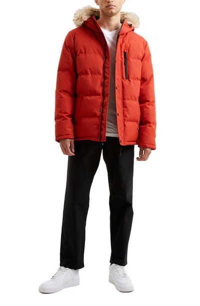 Shop French Connection Row Faux Fur Trim Water Repellent Down & Feather Fill Parka In Burnt Orange