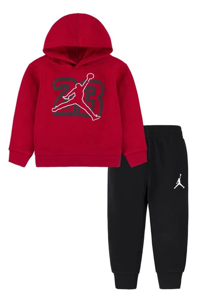 Shop Jordan Jumpman Hoodie & Joggers Set In Black/ Red