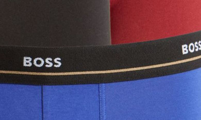Shop Hugo Boss Boss Assorted 5-pack Essential Cotton Stretch Jersey Trunks In Blue Multi