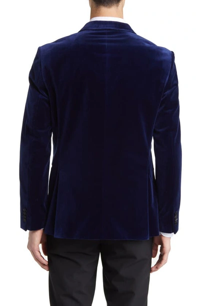 Shop Hugo Boss Hutson Silk Blend Velvet Dinner Jacket In Dark Blue