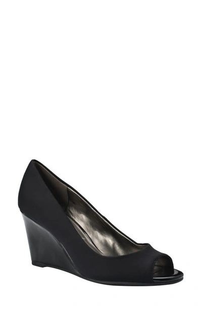 Shop Bandolino Tuff Love Peep Toe Wedge Pump In Black