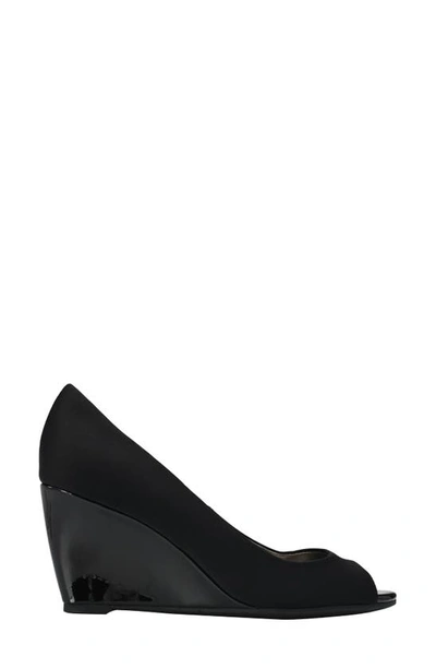 Shop Bandolino Tuff Love Peep Toe Wedge Pump In Black