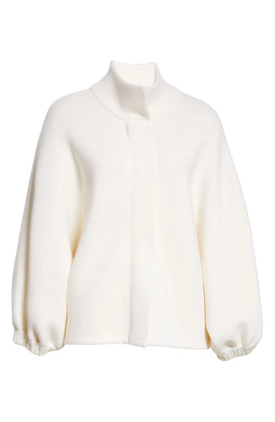 Max Mara Nocera Pleated Wide Leg Virgin Wool Sweater Pants In White