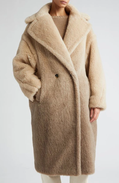 Shop Max Mara Icon Ombré Teddy Bear Alpaca Blend Coat In Sand