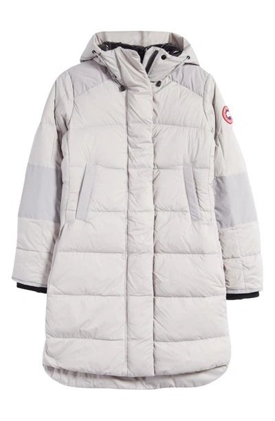 Shop Canada Goose Alliston Packable 750 Fill Power Down Coat In Moonstone Grey/ Gris