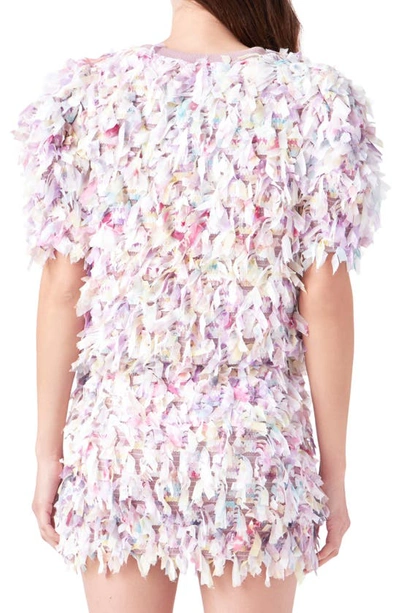 English Factory Puff Sleeve Textured Ribbon Top In Mauve
