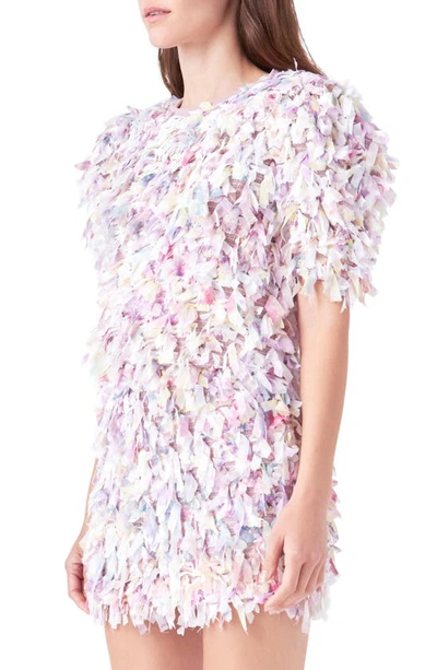 English Factory Puff Sleeve Textured Ribbon Top In Mauve