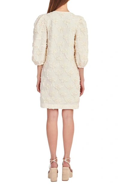 Shop English Factory Ribbon Embroidery Tie Neck Dress In Ivory