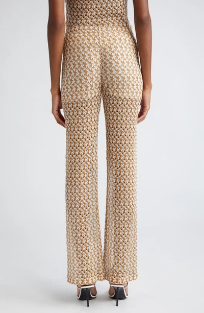 Shop Missoni Metallic Knit Sheer Ankle Trousers In White And Dark Gold