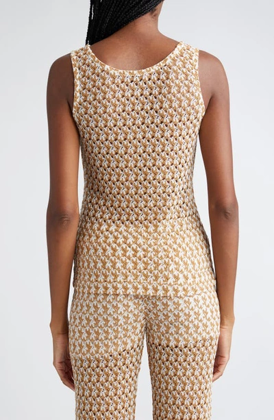 Shop Missoni Textured Metallic Knit Tank In White And Dark Gold