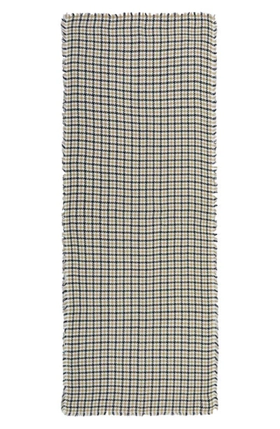Nicoletta Rosi Houndstooth Check Yarn Dyed Fringe Scarf In Natural