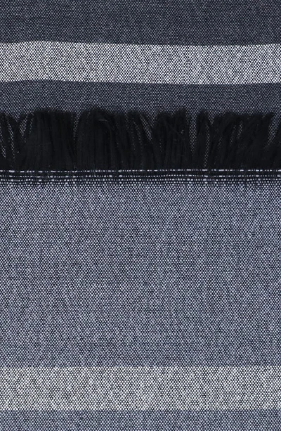 Shop Nicoletta Rosi Stripe Yarn Dyed Wool Fringe Scarf In Black