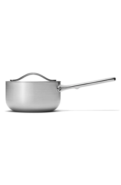 Shop Caraway Nonstick Ceramic 1.75-quart Sauce Pan With Lid In Stainless Steel